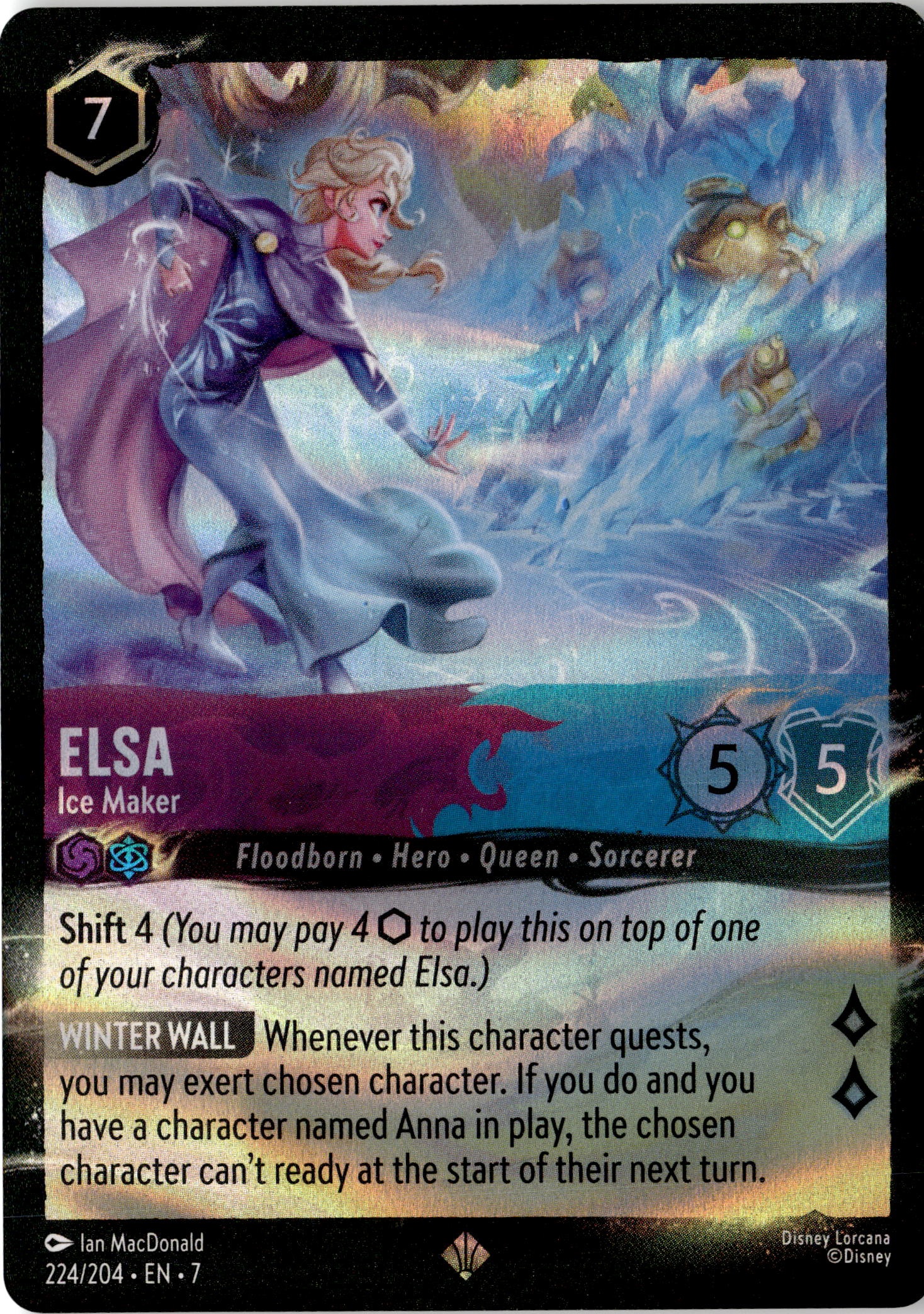 2025 Disney Lorcana En 7 Elsa graded slab