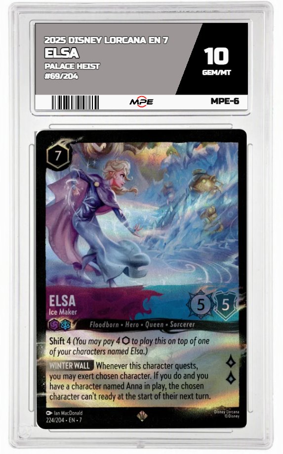 2025 DISNEY LORCANA EN 7 PALACE HEIST #69/204 ELSA MPE 10 GEM/MT — graded card auctioned from the MPE vault
