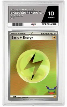 2026 POKEMON 30C EN HOLO PROMO #012 BASIC LIGHTNING ENERGY MPE 10 GEM/MT — graded card up for auction
