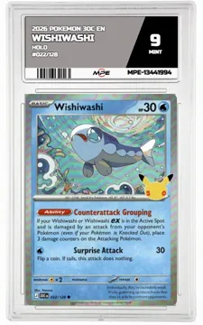 2026 POKEMON 30C EN HOLO #022/128 WISHIWASHI MPE 9 MINT — graded card up for auction