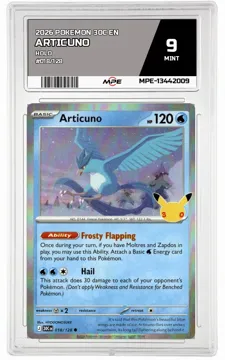 2026 POKEMON 30C EN HOLO #018/128 ARTICUNO MPE 9 MINT — graded card up for auction