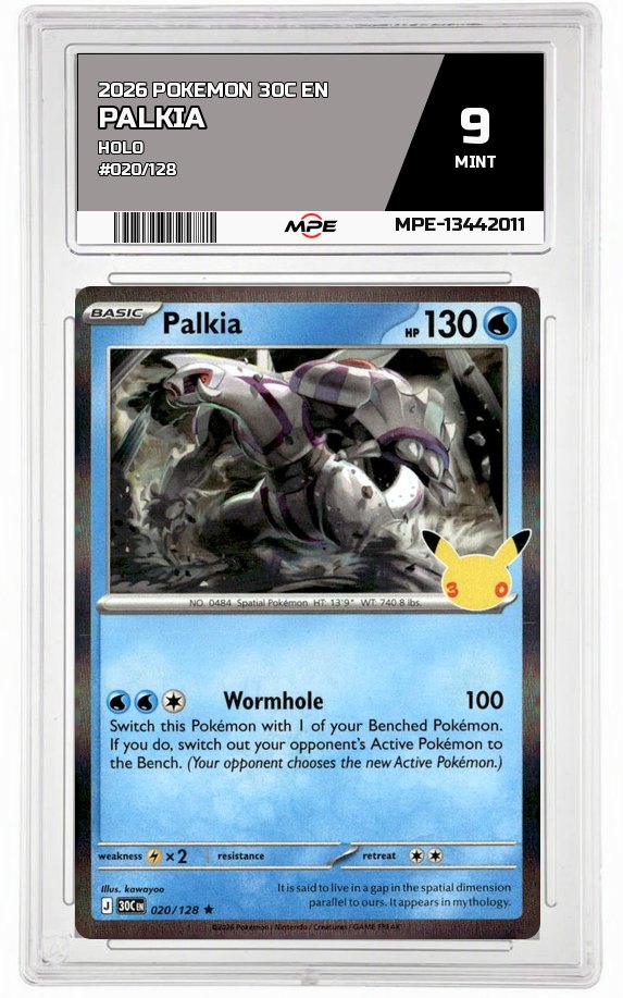 2026 POKEMON 30C EN HOLO #020/128 PALKIA MPE 9 MINT — graded card auctioned from the MPE vault
