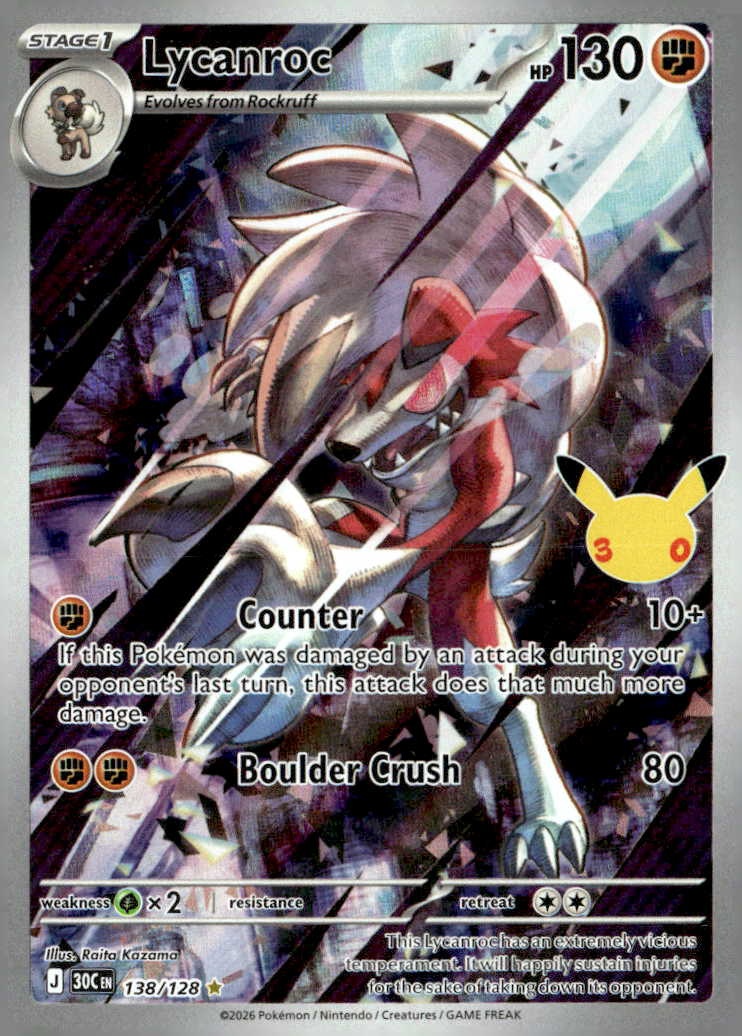 2026 Pokemon 30C En Lycanroc graded slab