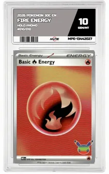 2026 POKEMON 30C EN HOLO PROMO #010/010 Fire Energy MPE 10 GEM/MT — graded card up for auction