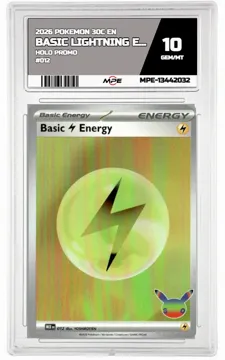2026 POKEMON 30C EN HOLO PROMO #012 BASIC LIGHTNING ENERGY MPE 10 GEM/MT — graded card up for auction