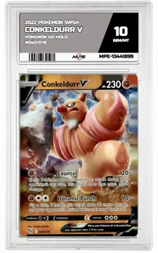 2022 POKEMON SWSH POKEMON GO-HOLO #040/078 CONKELDURR V MPE 10 GEM/MT — graded card up for auction