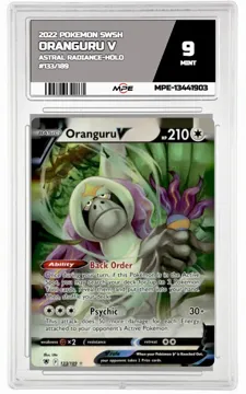 2022 POKEMON SWSH ASTRAL RADIANCE-HOLO #133/189 Oranguru V MPE 9 MINT — graded card up for auction