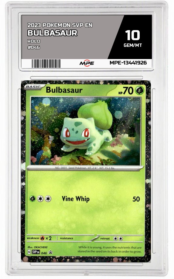 2023 POKEMON SVP EN HOLO #046 BULBASAUR MPE 10 GEM/MT — graded card auctioned from the MPE vault