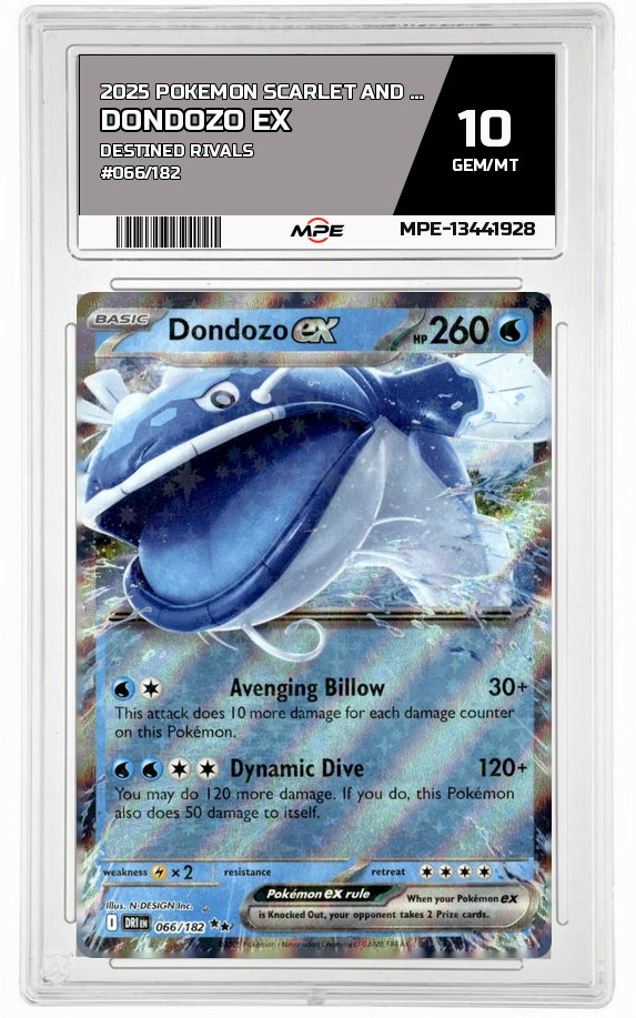 2025 POKEMON SCARLET AND VIOLET DESTINED RIVALS #066/182 Dondozo EX MPE 10 GEM/MT — graded card auctioned from the MPE vault