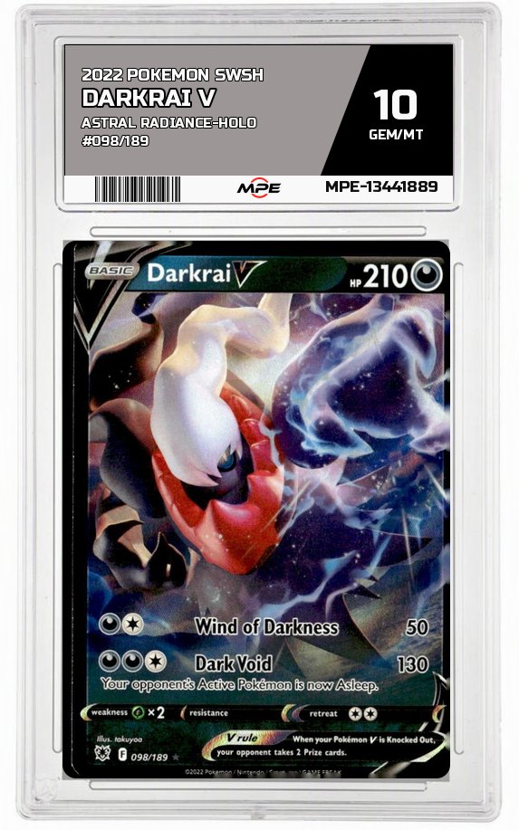 2022 POKEMON SWSH ASTRAL RADIANCE-HOLO #098/189 Darkrai V MPE 10 GEM/MT — graded card auctioned from the MPE vault