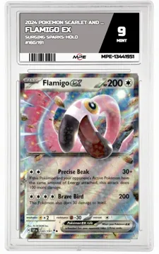 2024 POKEMON SCARLET AND VIOLET SURGING SPARKS-HOLO #160/191 Flamigo EX MPE 9 MINT — graded card up for auction