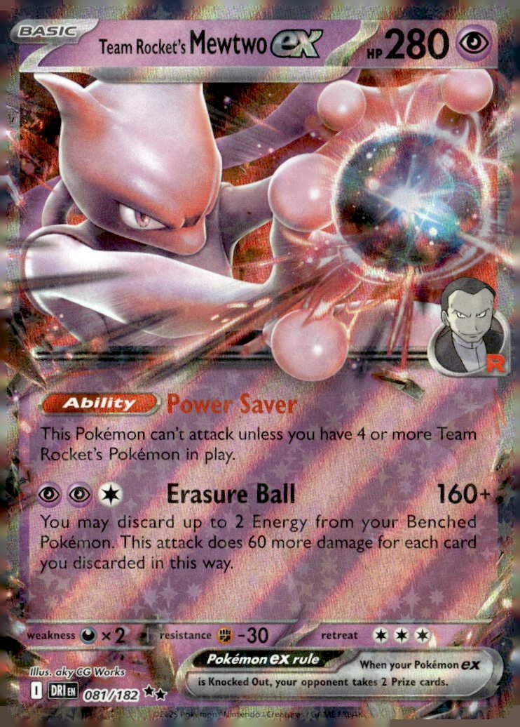 2025 Pokemon Scarlet And Violet Team Rocket's Mewtwo EX graded slab