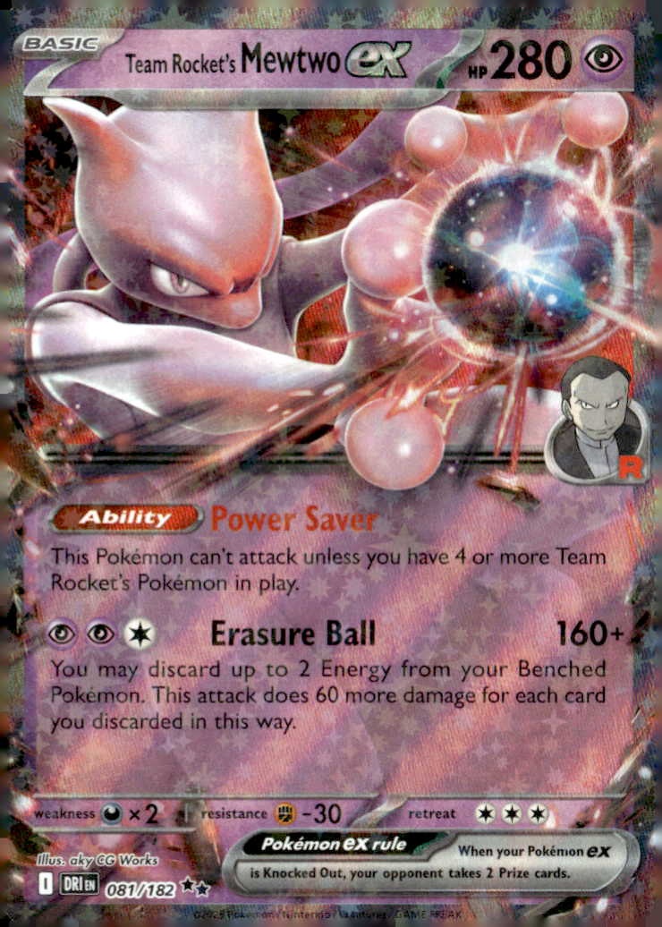 2025 Pokemon Scarlet And Violet Team Rocket's Mewtwo EX graded slab