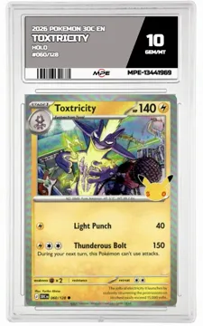 2026 POKEMON 30C EN HOLO #060/128 TOXTRICITY MPE 10 GEM/MT — graded card up for auction