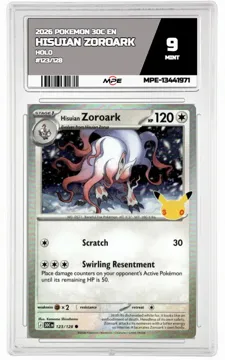 2026 POKEMON 30C EN HOLO #123/128 HISUIAN ZOROARK MPE 9 MINT — graded card up for auction
