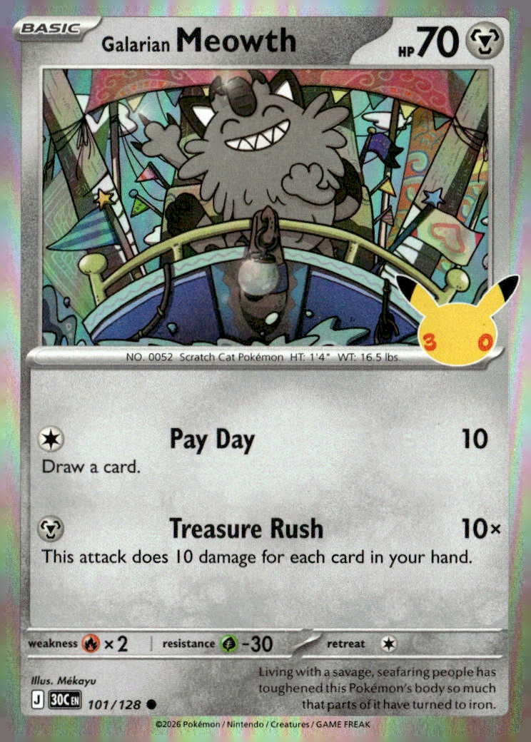 2026 Pokemon 30C En Galarian Meowth graded slab