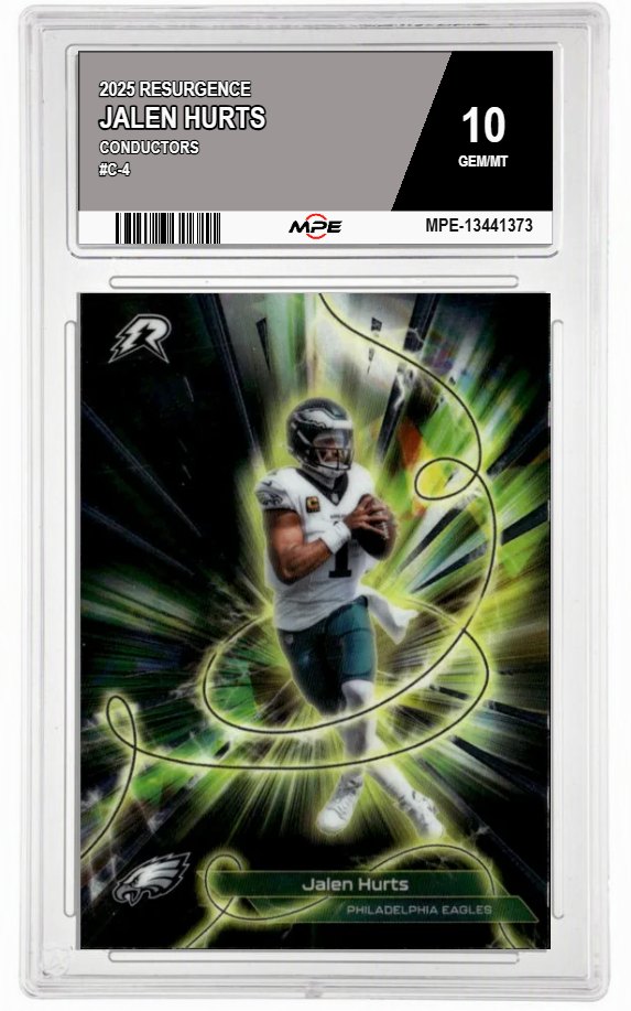 2025 RESURGENCE CONDUCTORS #C-4 JALEN HURTS MPE 10 GEM/MT — graded card auctioned from the MPE vault