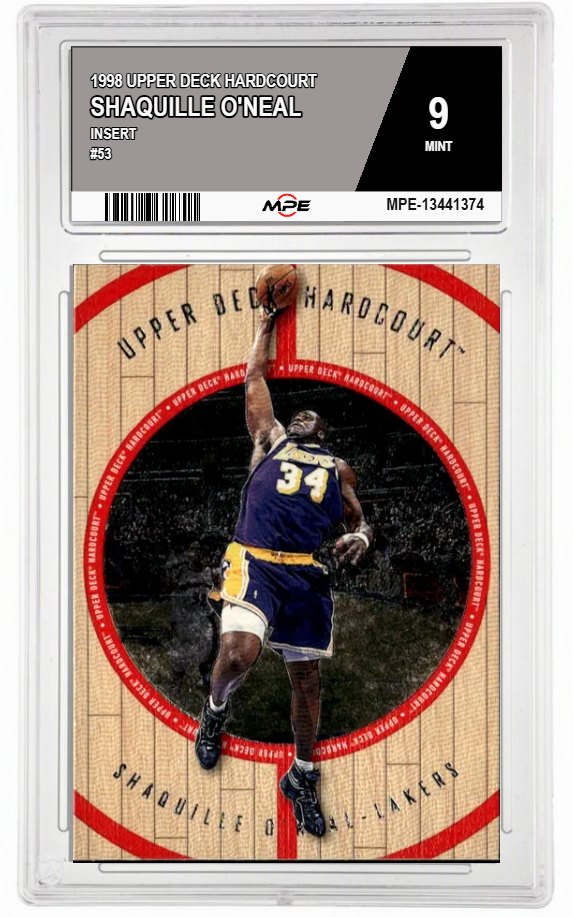 1998 UPPER DECK HARDCOURT Insert #53 SHAQUILLE O'NEAL MPE 9 MINT — graded card auctioned from the MPE vault