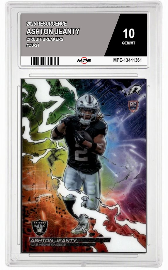 2025 RESURGENCE CIRCUIT BREAKERS #CB-21 ASHTON JEANTY MPE 10 GEM/MT — graded card auctioned from the MPE vault