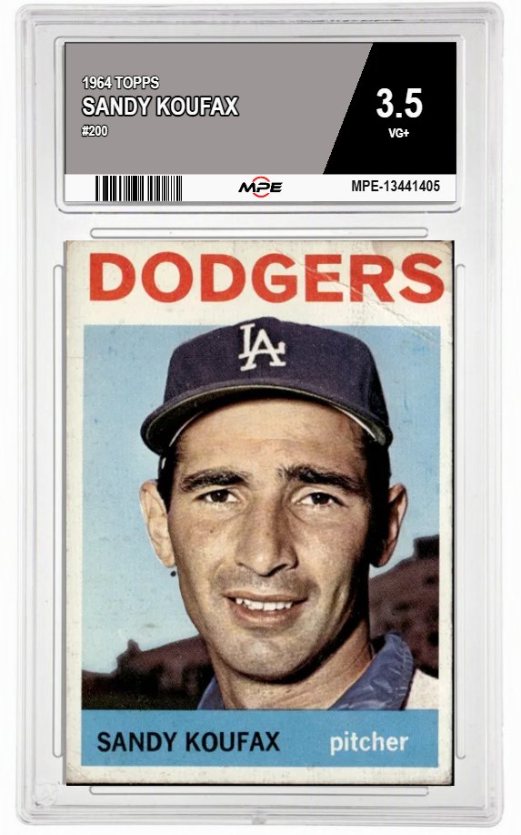 1964 TOPPS #200 SANDY KOUFAX MPE 3.5 VG+ — graded card auctioned from the MPE vault