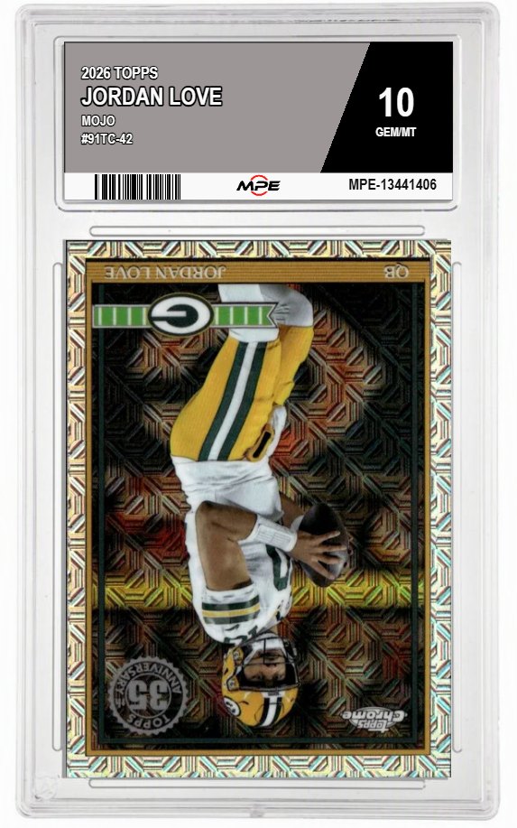 2026 TOPPS MOJO #91TC-42 JORDAN LOVE MPE 10 GEM/MT — graded card auctioned from the MPE vault