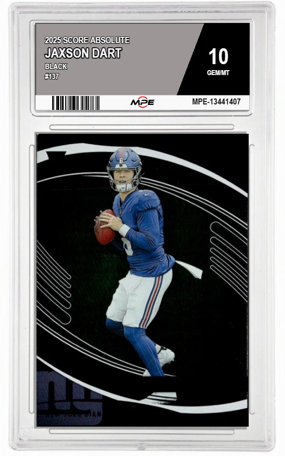2025 SCORE ABSOLUTE BLACK #137 JAXSON DART MPE 10 GEM/MT — graded card auctioned from the MPE vault