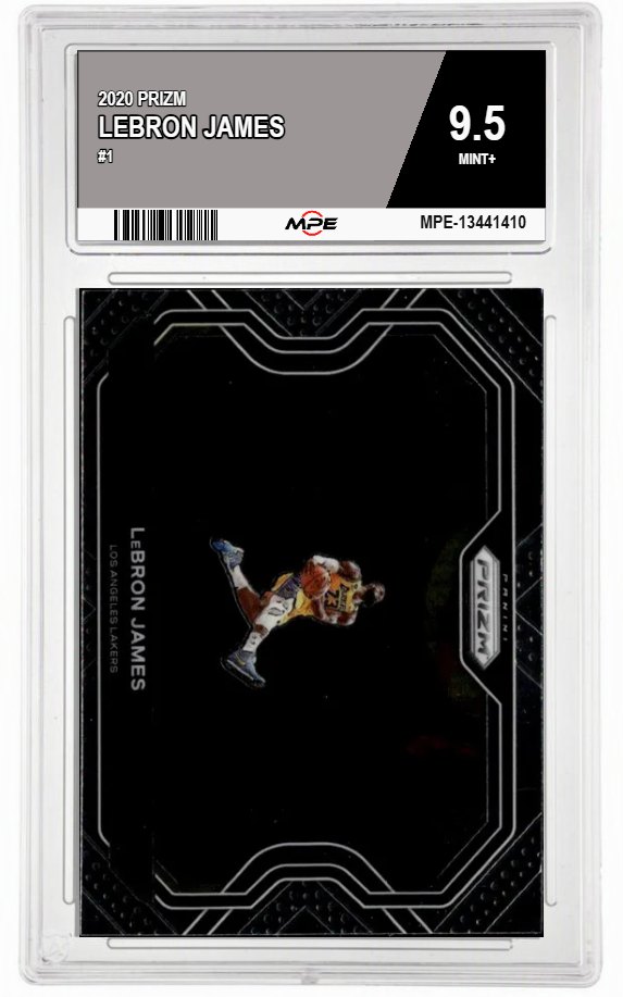 2020 PRIZM #1 LEBRON JAMES MPE 9.5 MINT+ — graded card auctioned from the MPE vault