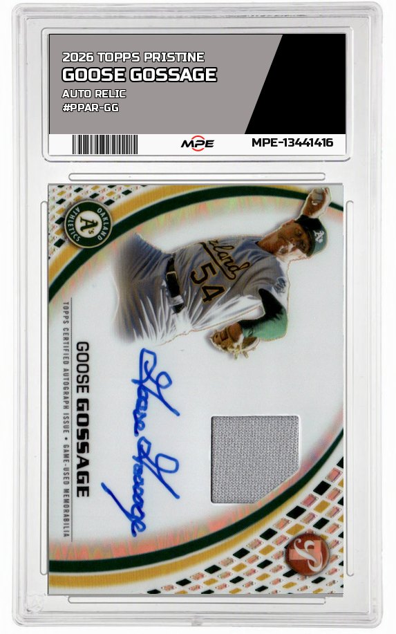 2026 TOPPS PRISTINE Auto Relic #PPAR-GG GOOSE GOSSAGE MPE 10 GEM/MT — graded card auctioned from the MPE vault