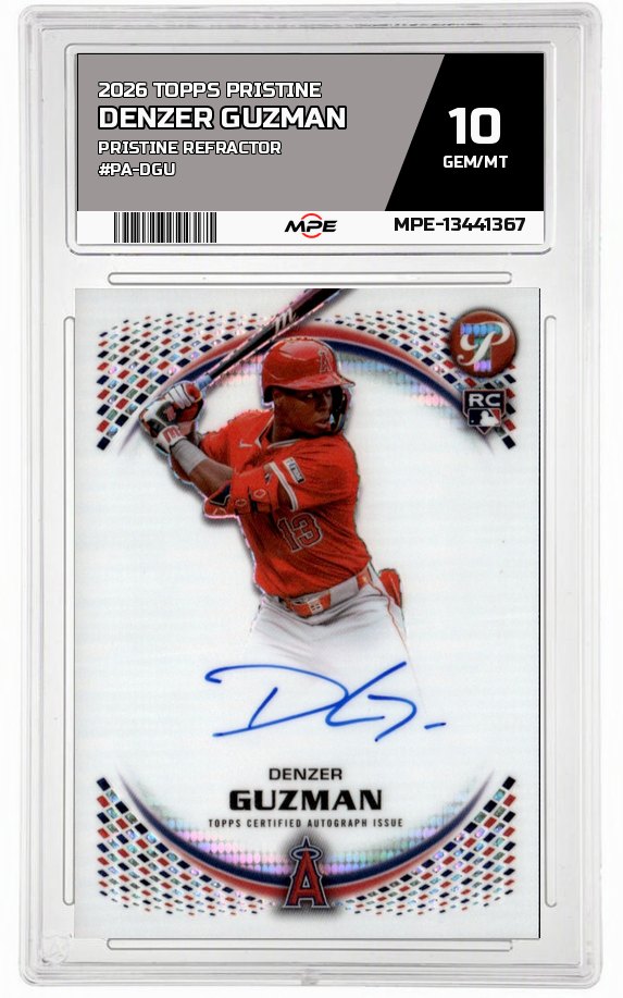 2026 TOPPS PRISTINE PRISTINE REFRACTOR #PA-DGU DENZER GUZMAN MPE 10 GEM/MT — graded card auctioned from the MPE vault