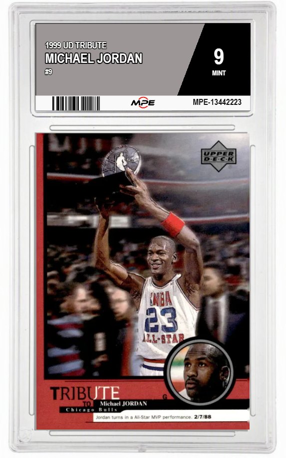 1999 UD TRIBUTE #9 MICHAEL JORDAN MPE 9 MINT — graded card auctioned from the MPE vault