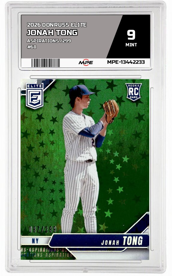 2026 DONRUSS ELITE ASPIRATIONS /299 #68 JONAH TONG MPE 9 MINT — graded card auctioned from the MPE vault