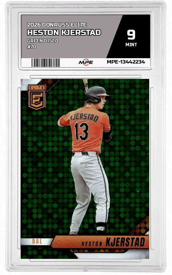 2026 DONRUSS ELITE GREEN DISCO #70 HESTON KJERSTAD MPE 9 MINT — graded card auctioned from the MPE vault