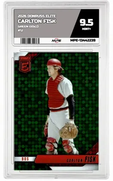 2026 DONRUSS ELITE GREEN DISCO #12 CARLTON FISK MPE 9.5 MINT+ — graded card up for auction