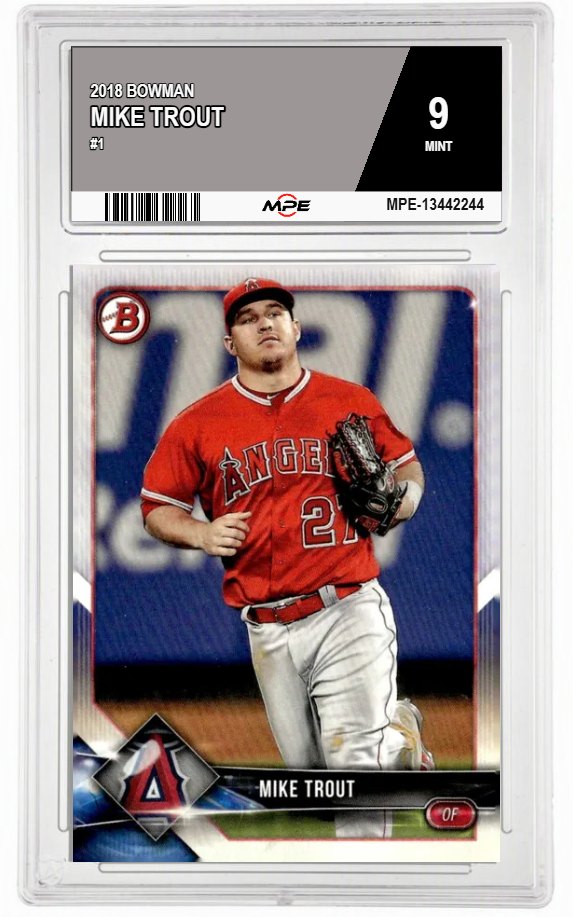 2018 BOWMAN #1 MIKE TROUT MPE 9 MINT — graded card auctioned from the MPE vault