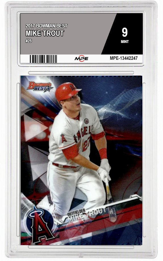 2017 BOWMAN BEST #25 MIKE TROUT MPE 9 MINT — graded card auctioned from the MPE vault