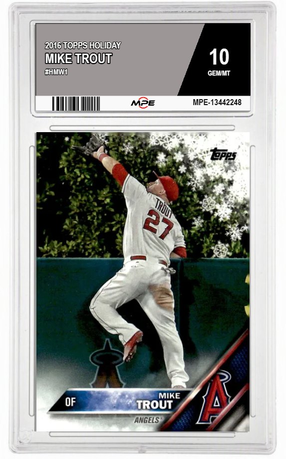 2016 TOPPS HOLIDAY #HMW1 MIKE TROUT MPE 10 GEM/MT — graded card auctioned from the MPE vault