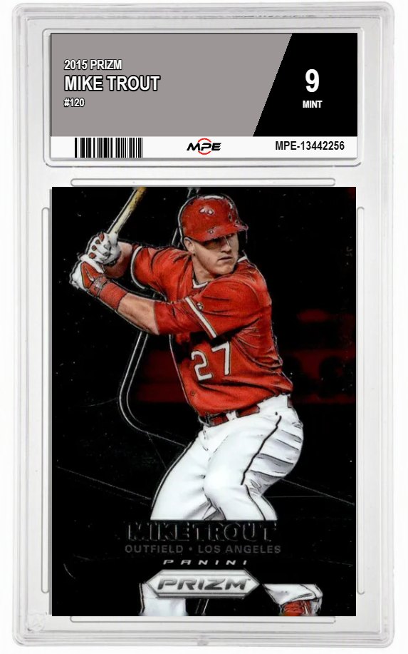 2015 PRIZM #120 MIKE TROUT MPE 9 MINT — graded card auctioned from the MPE vault