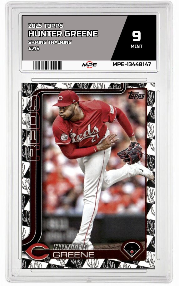 2025 TOPPS SPRING TRAINING #216 HUNTER GREENE MPE 9 MINT — graded card auctioned from the MPE vault