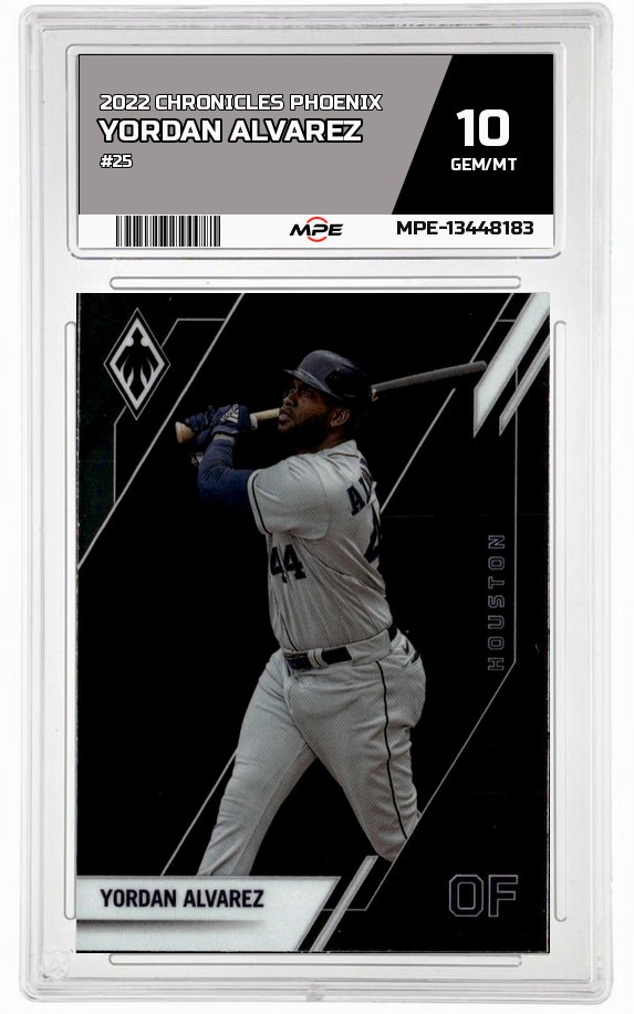 2022 CHRONICLES PHOENIX #25 YORDAN ALVAREZ MPE 10 GEM/MT — graded card auctioned from the MPE vault