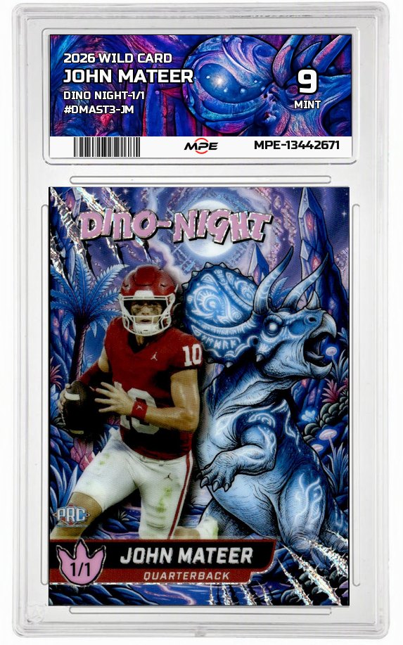 2026 WILD CARD DINO NIGHT-1/1 #DMAST3-JM JOHN MATEER MPE 9 MINT — graded card auctioned from the MPE vault