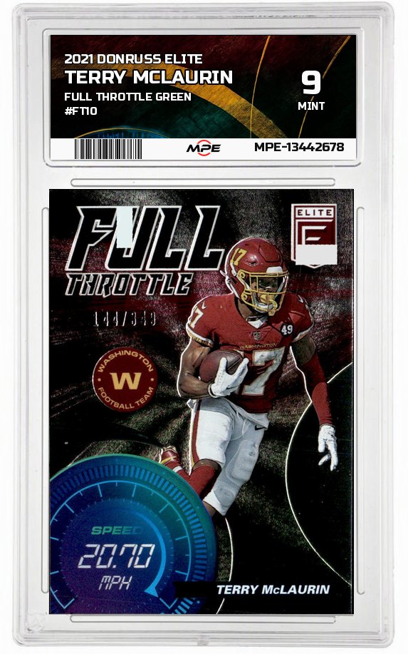 2021 DONRUSS ELITE Full Throttle Green #FT10 TERRY MCLAURIN MPE 9 MINT — graded card auctioned from the MPE vault