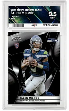 2025 TOPPS CHROME BLACK CHROME #145 JALEN MILROE MPE 9.5 MINT+ — graded card up for auction