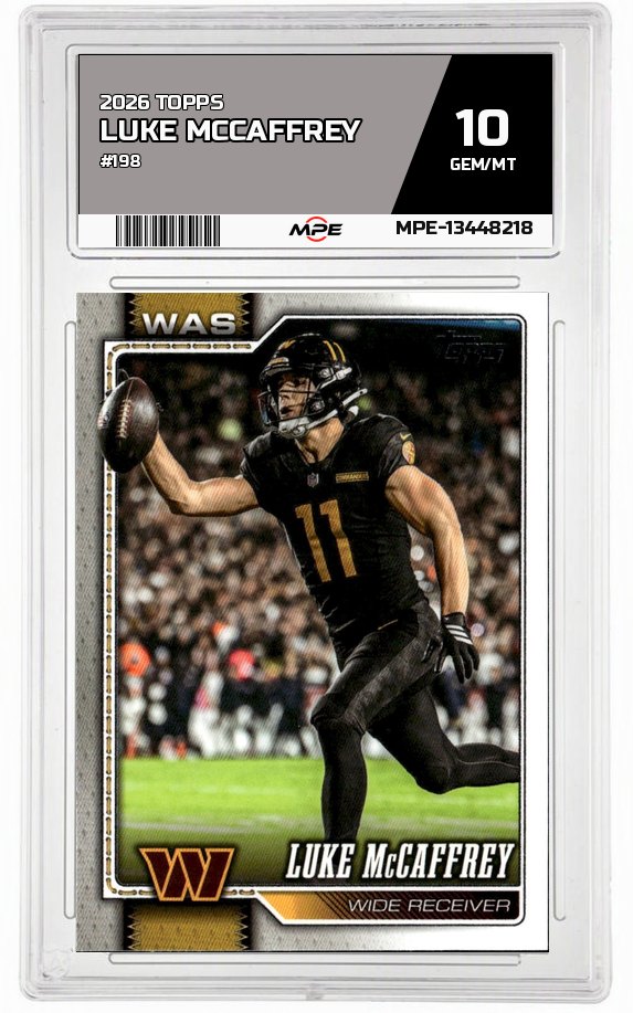 2026 TOPPS #198 LUKE MCCAFFREY MPE 10 GEM/MT — graded card auctioned from the MPE vault