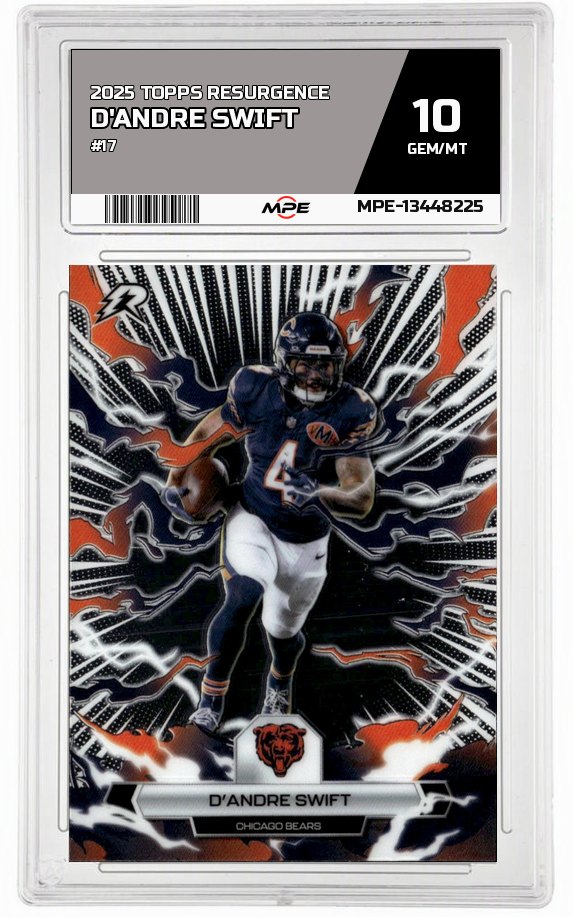 2025 TOPPS RESURGENCE #17 D'ANDRE SWIFT MPE 10 GEM/MT — graded card auctioned from the MPE vault