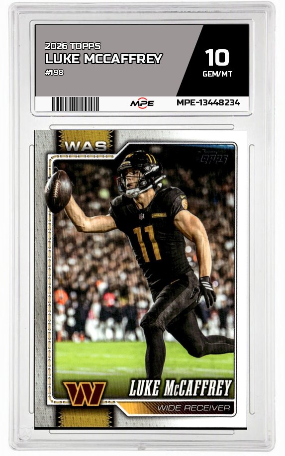 2026 TOPPS #198 LUKE MCCAFFREY MPE 10 GEM/MT — graded card auctioned from the MPE vault