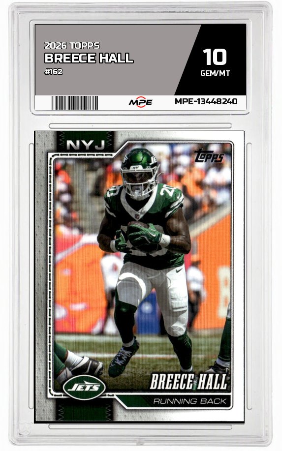 2026 TOPPS #162 BREECE HALL MPE 10 GEM/MT — graded card auctioned from the MPE vault