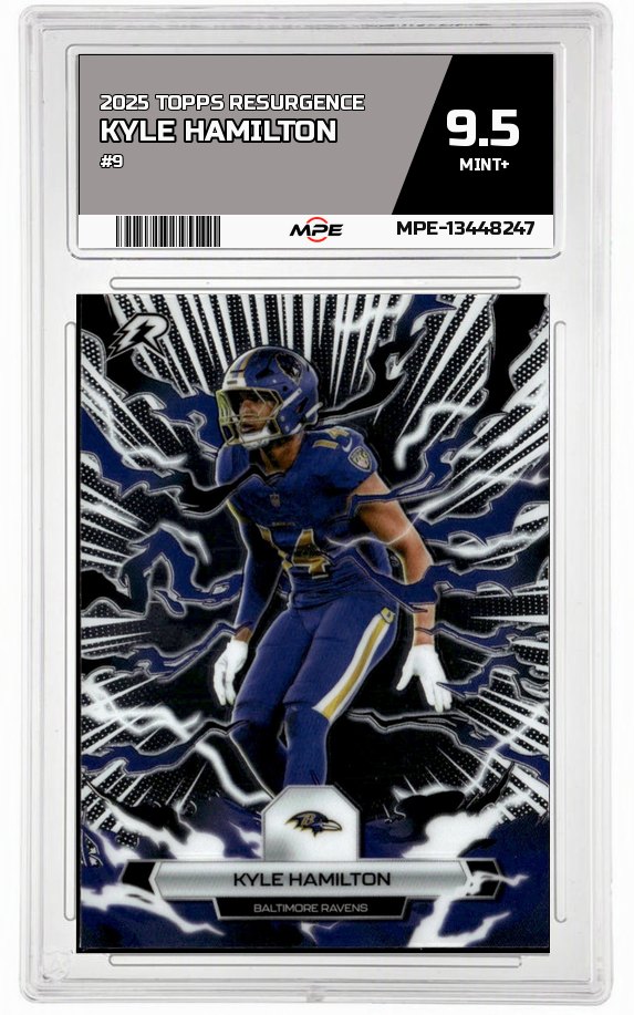 2025 TOPPS RESURGENCE #9 KYLE HAMILTON MPE 9.5 MINT+ — graded card auctioned from the MPE vault