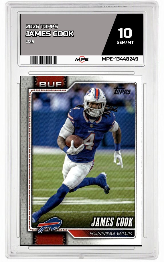 2026 TOPPS #25 JAMES COOK MPE 10 GEM/MT — graded card auctioned from the MPE vault