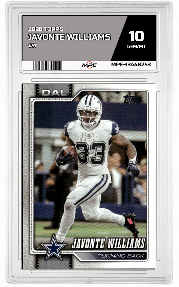 2026 TOPPS #51 JAVONTE WILLIAMS MPE 10 GEM/MT — graded card auctioned from the MPE vault