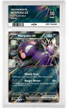 2026 POKEMON PBL PITCH BLACK-HOLO #055/084 MORPEKO EX MPE 10 GEM/MT — graded card up for auction